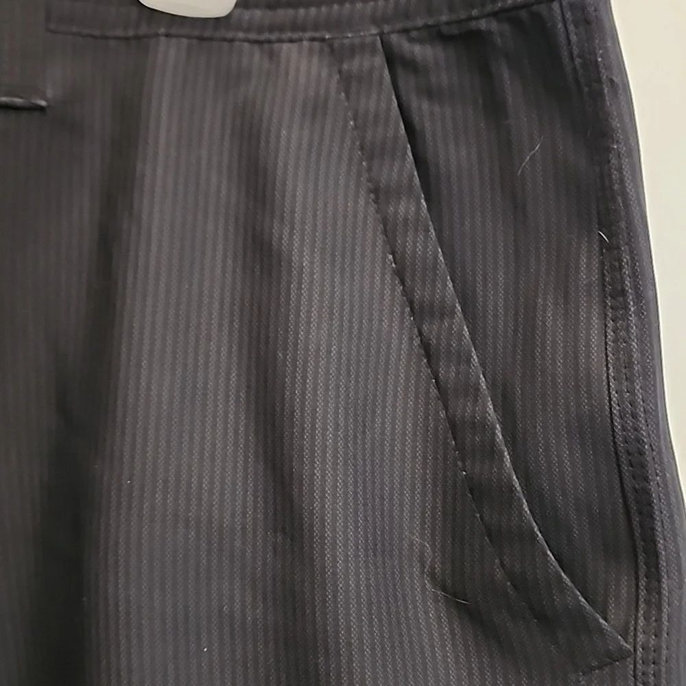 Hang Ten Cruze Black Pin Stripe Flat Front Casual Dress Shorts with Pockets